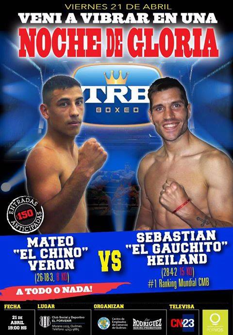 Sebastian Heiland peleará el 21 de abril en El Porvenir, Quilmes.